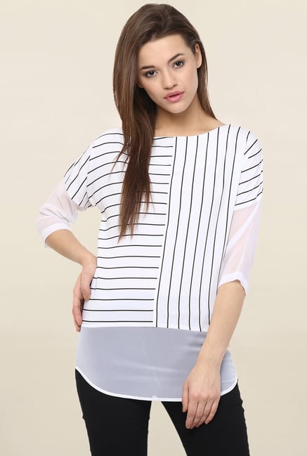 Miss Chase White Striped Top Miss Chase White Striped Top