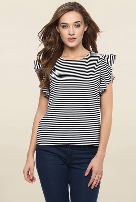 Miss Chase Black & White Striped Top Miss Chase Black & White Striped Top