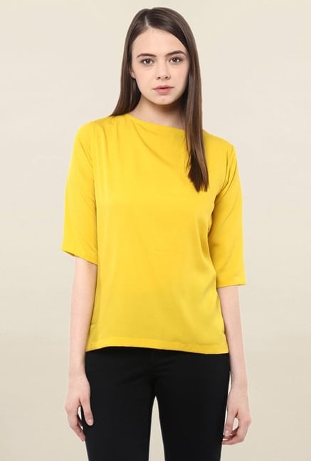 Miss Chase Yellow Solid Top Miss Chase Yellow Solid Top