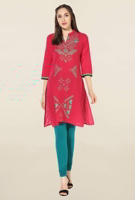 Mytri Pink Printed South Cotton Kurta Mytri Pink Printed South Cotton Kurta