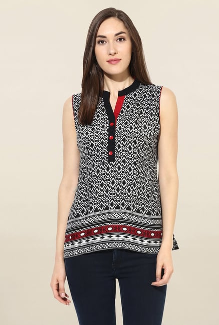 Mytri Black Printed Cotton Kurti Mytri Black Printed Cotton Kurti