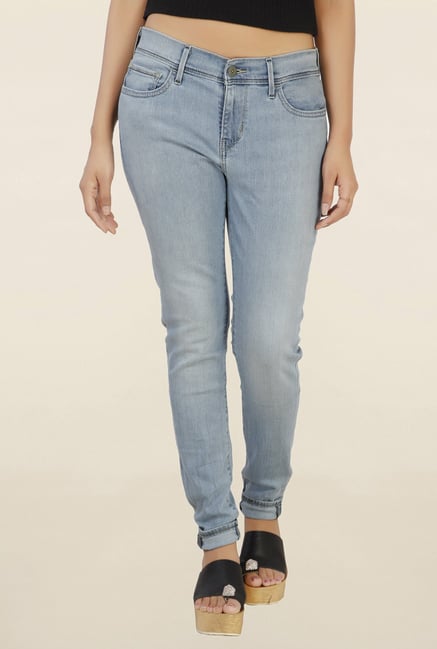 Levi's 710 Light Blue Skinny Fit Lightly Washed Jeans Levi's 710 Light Blue Skinny Fit Lightly Washed Jeans