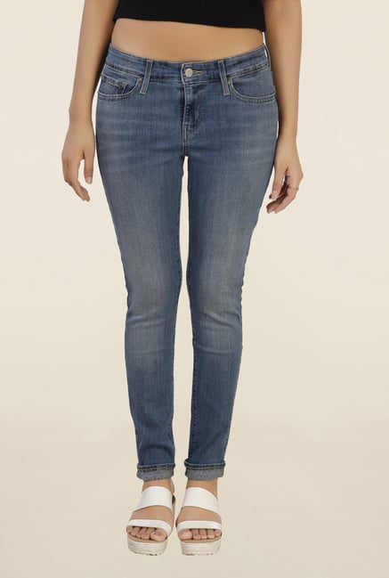 Levi's 711 Blue Skinny Fit Lightly Washed Jeans Levi's 711 Blue Skinny Fit Lightly Washed Jeans