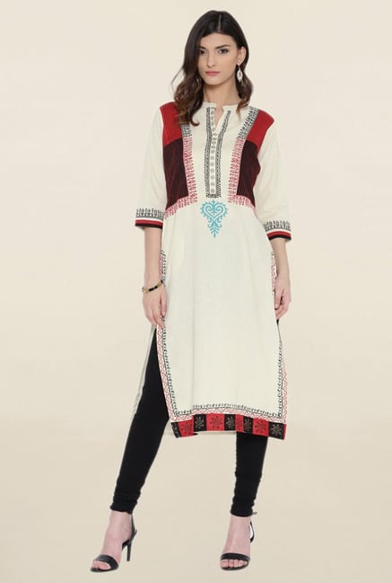 Shree Off White Printed Kurta Shree Off White Printed Kurta