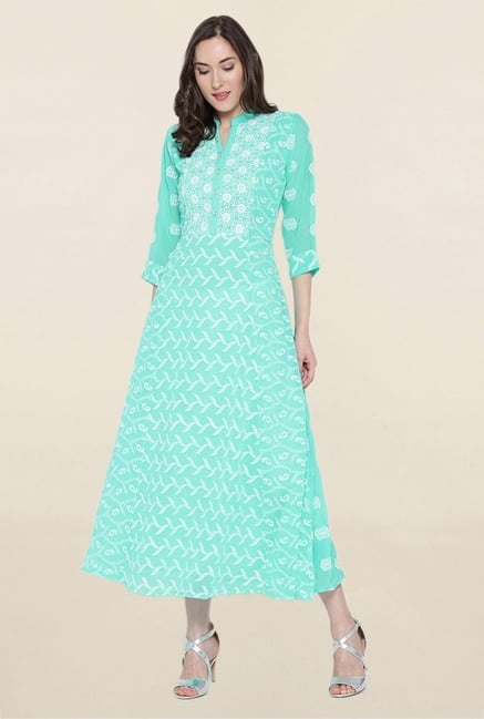 Shree Turquoise Embroidered Kurta Shree Turquoise Embroidered Kurta