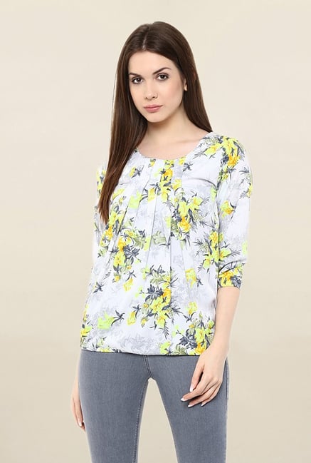 Mayra White Floral Print Top Mayra White Floral Print Top