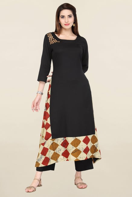 Varanga Black Printed Cotton Kurta Varanga Black Printed Cotton Kurta