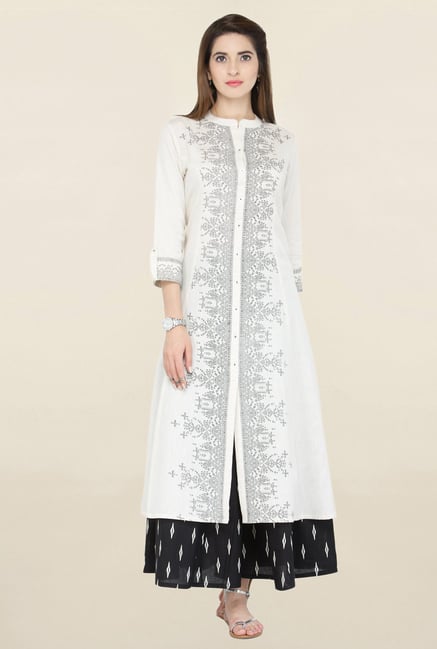 Varanga White Printed Cotton Kurta Varanga White Printed Cotton Kurta
