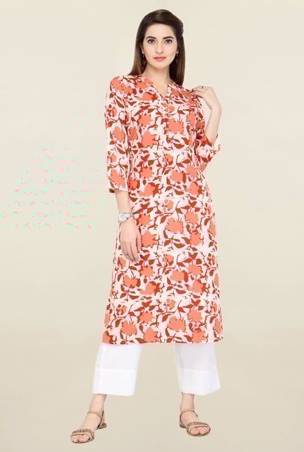Varanga White Printed Viscose Kurta Varanga White Printed Viscose Kurta