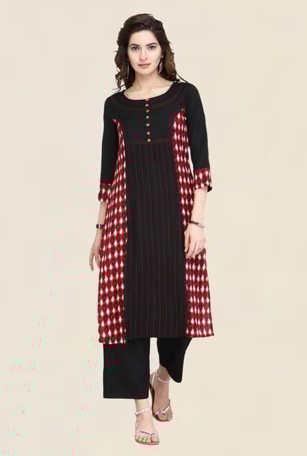 Varanga Black Printed Cotton Kurta Varanga Black Printed Cotton Kurta