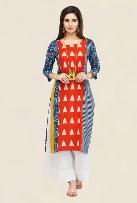 Varanga Red & White Printed Kurta With Palazzo Varanga Red & White Printed Kurta With Palazzo