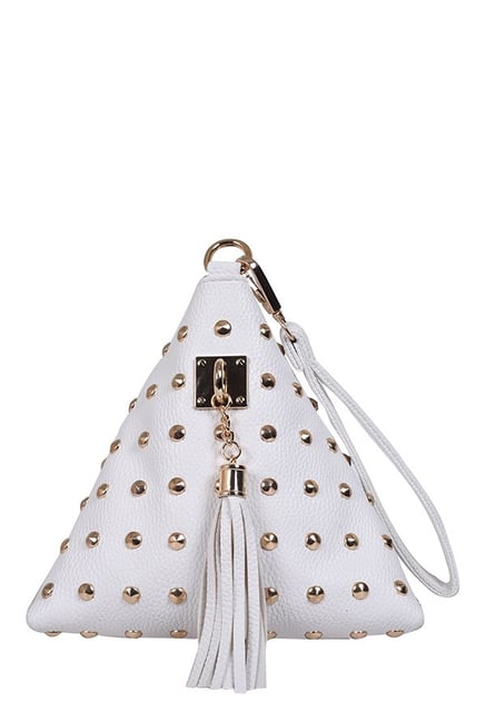 Lino Perros White Riveted Potli Lino Perros White Riveted Potli
