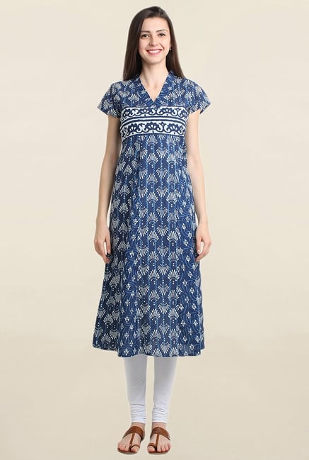 Suthidori Blue Printed Kurta Suthidori Blue Printed Kurta