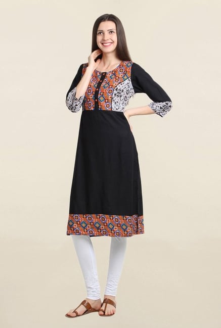 Suthidori Black Printed Kurta Suthidori Black Printed Kurta