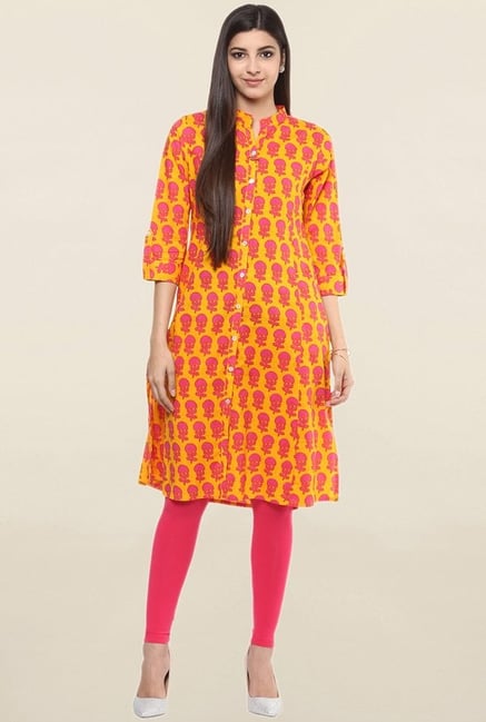 Suthidori Yellow Printed Kurta Suthidori Yellow Printed Kurta