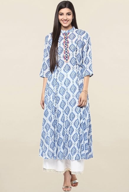 Suthidori Blue Printed Kurta Suthidori Blue Printed Kurta