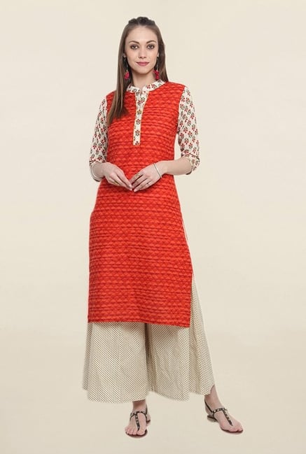 Suthidori Red Printed Kurta Suthidori Red Printed Kurta