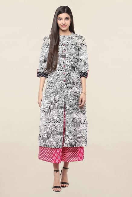 Suthidori Black Printed Straight Kurta Suthidori Black Printed Straight Kurta