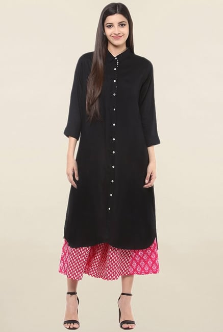 Suthidori Black Rayon Kurta Suthidori Black Rayon Kurta
