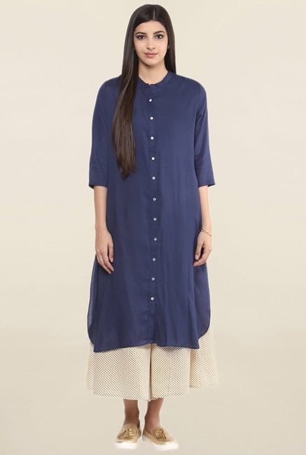 Suthidori Navy Rayon Kurta Suthidori Navy Rayon Kurta