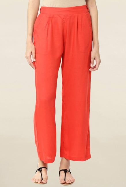 Jaipur Kurti Orange Rayon Palazzo Jaipur Kurti Orange Rayon Palazzo