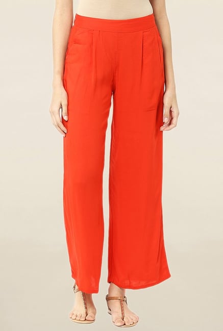 Jaipur Kurti Orange Rayon Palazzo Jaipur Kurti Orange Rayon Palazzo