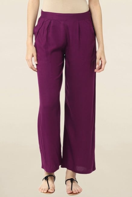 Jaipur Kurti Purple Rayon Palazzo Jaipur Kurti Purple Rayon Palazzo