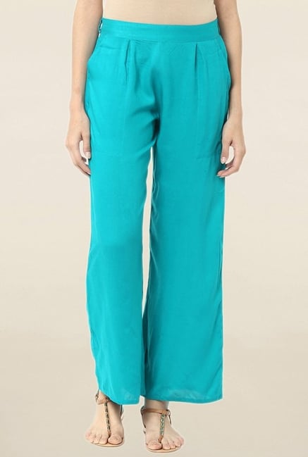 Jaipur Kurti Turquoise Rayon Palazzo Jaipur Kurti Turquoise Rayon Palazzo