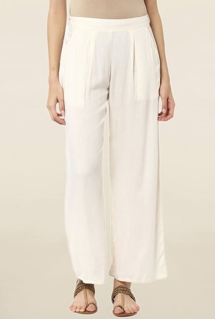Jaipur Kurti Off White Rayon Palazzo Jaipur Kurti Off White Rayon Palazzo