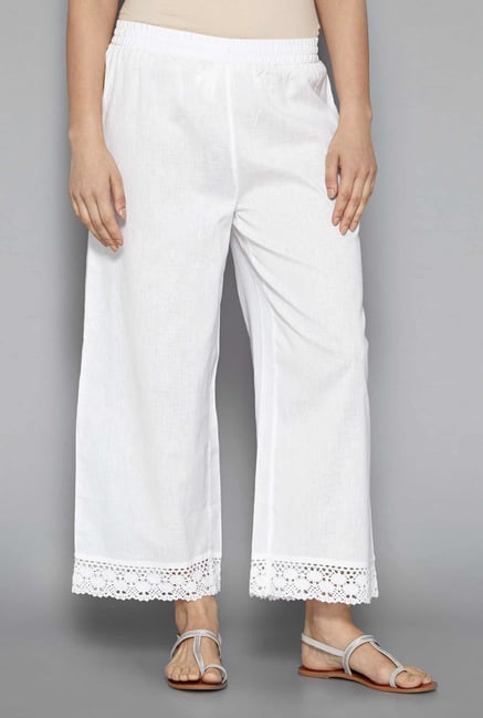 Utsa by Westside White Cropped Palazzos Utsa by Westside White Cropped Palazzos