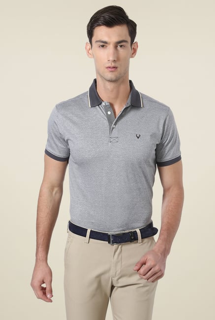 Allen Solly Grey Regular Fit Polo T-Shirt Allen Solly Grey Regular Fit Polo T-Shirt