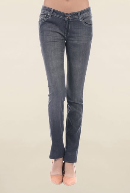 Pepe Jeans Grey Slim Fit Lightly Washed Low Rise Jeans Pepe Jeans Grey Slim Fit Lightly Washed Low Rise Jeans