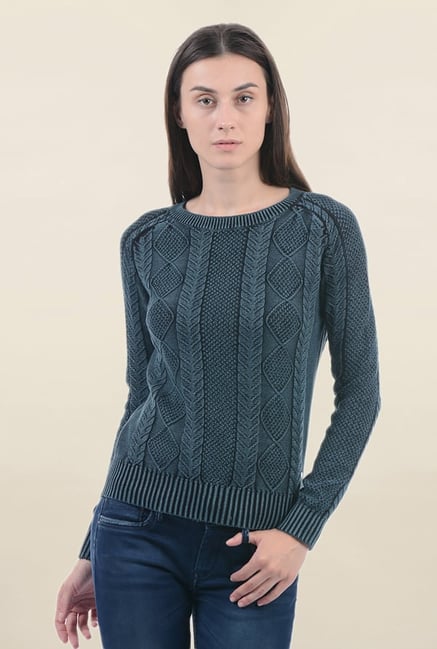 Pepe Jeans Green Crochet Sweater Pepe Jeans Green Crochet Sweater