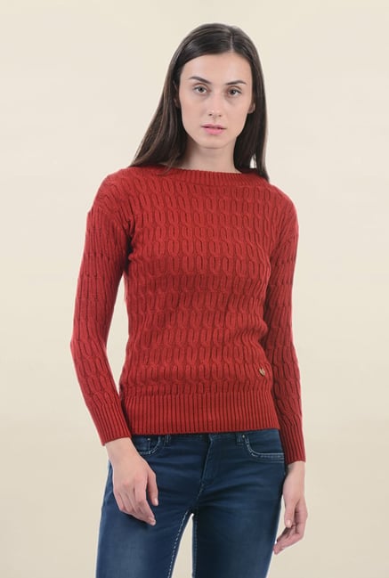 Pepe Jeans Red Crochet Sweater Pepe Jeans Red Crochet Sweater