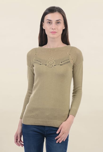 Pepe Jeans Brown Lace Sweater Pepe Jeans Brown Lace Sweater