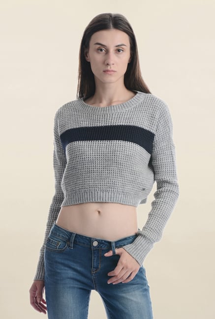 Pepe Jeans Grey Crochet Sweater Pepe Jeans Grey Crochet Sweater