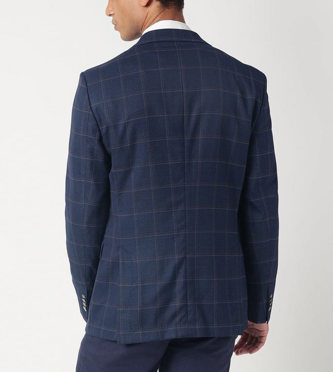 Buy Boss Dark Blue Plaid Slim Fit Blazer For Men Online Tata Cliq Luxury