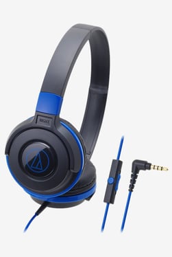 Audio-Technica ATH-S100IS On Ear Earphones with Mic (Blue)