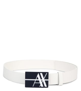 Armani Exchange Bianco Graphic Logo Leather Buckle Belt Armani Exchange Bianco Graphic Logo Leather Buckle Belt