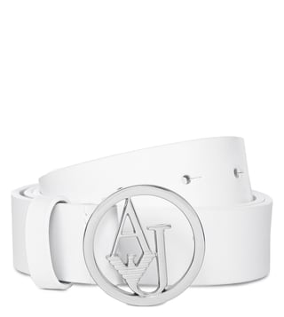 Armani Jeans Bianco Leather Logo Belt Armani Jeans Bianco Leather Logo Belt