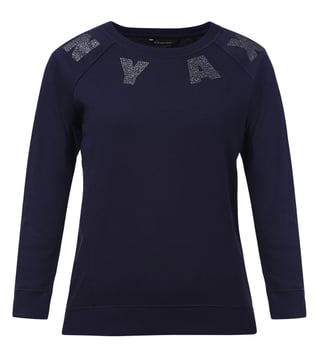 Armani Exchange Navy Embellished Sweatshirt Armani Exchange Navy Embellished Sweatshirt