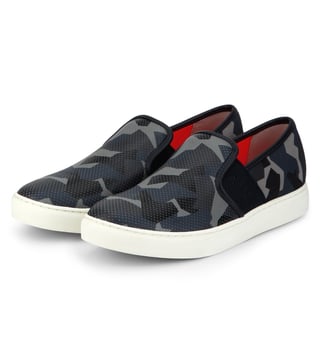 Armani Exchange Camouflage Blu Perforated Slip Ons Armani Exchange Camouflage Blu Perforated Slip Ons