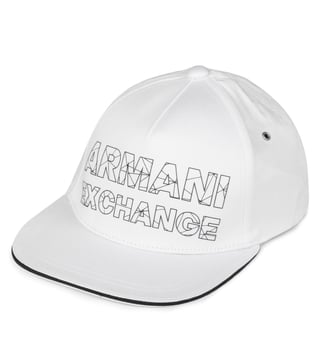 Armani Exchange Bianco Refracted Logo Print Baseball Cap Armani Exchange Bianco Refracted Logo Print Baseball Cap
