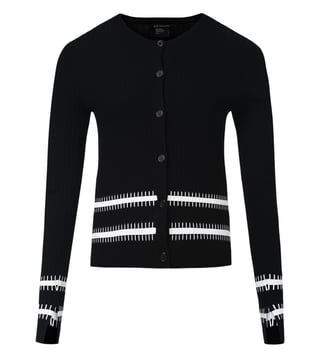 Armani Exchange Black Bicolor Stitched Stripe Cardigan Armani Exchange Black Bicolor Stitched Stripe Cardigan