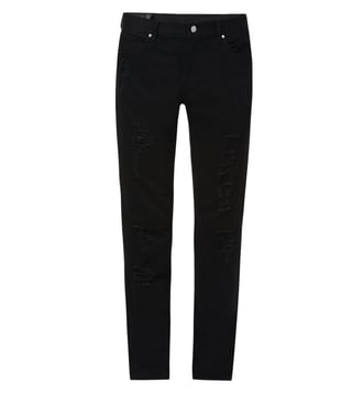 Armani Exchange Black Overdyed Shredded Straight Jeans Armani Exchange Black Overdyed Shredded Straight Jeans