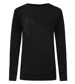Armani Exchange Black Diagonal Action Logo Sweatshirt Armani Exchange Black Diagonal Action Logo Sweatshirt