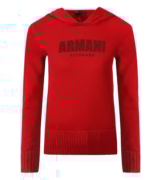 Armani Exchange Royal Red Embellished Hoodie Armani Exchange Royal Red Embellished Hoodie