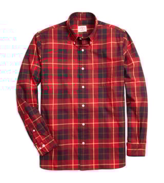 Brooks Brothers Red Fleece Red & Black Tartan Sport Shirt Brooks Brothers Red Fleece Red & Black Tartan Sport Shirt