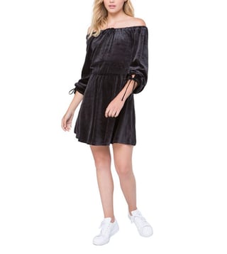 Juicy Couture Black Off Shoulder Velour Dress Juicy Couture Black Off Shoulder Velour Dress