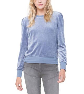 Juicy Couture Dusty Navy Velour Puff Sleeve Pullover Juicy Couture Dusty Navy Velour Puff Sleeve Pullover